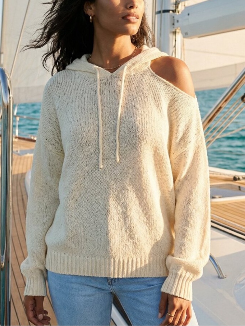 Paige Vetra Cold Shoulder Knit Hoodie